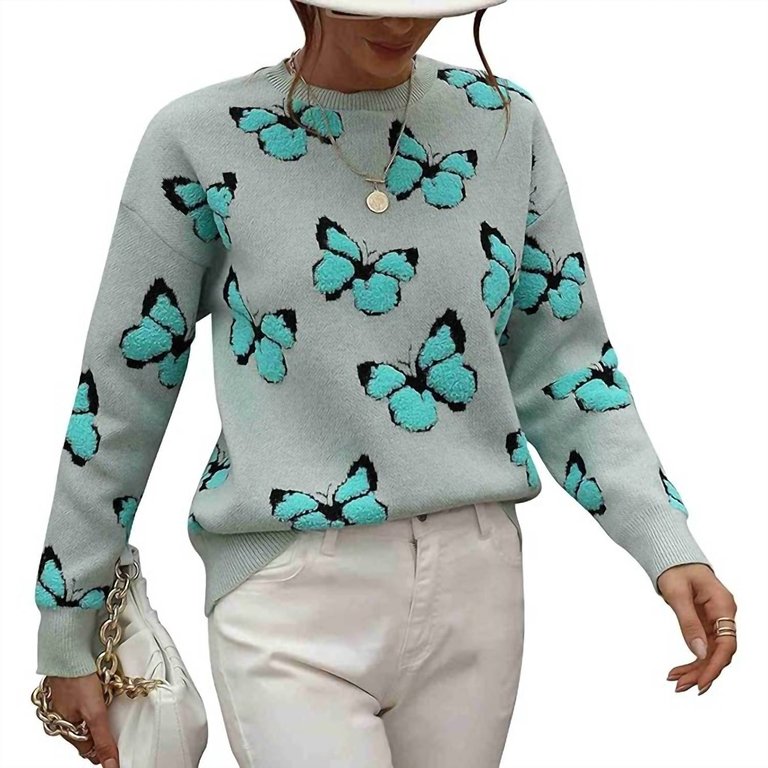 Beautiful Butterflies Sweater - Teal