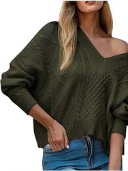 Dolly Cable Knit Tie-Back Sweater - Olive