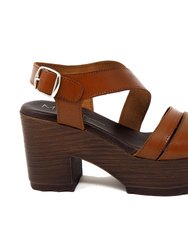 Kamri Heeled Leather Sandal - Hazelnut Brown