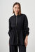 Cinched Waist Shirt Jacket - Black