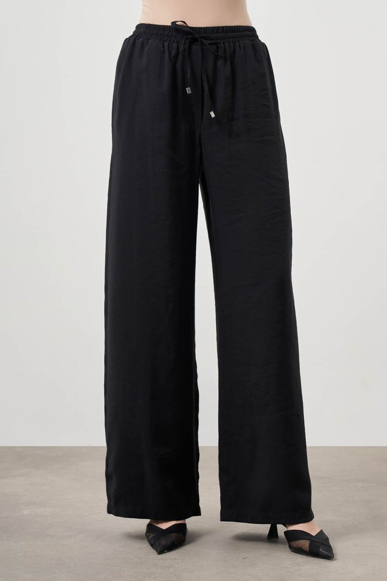 Wide Leg Pants - Black - Black