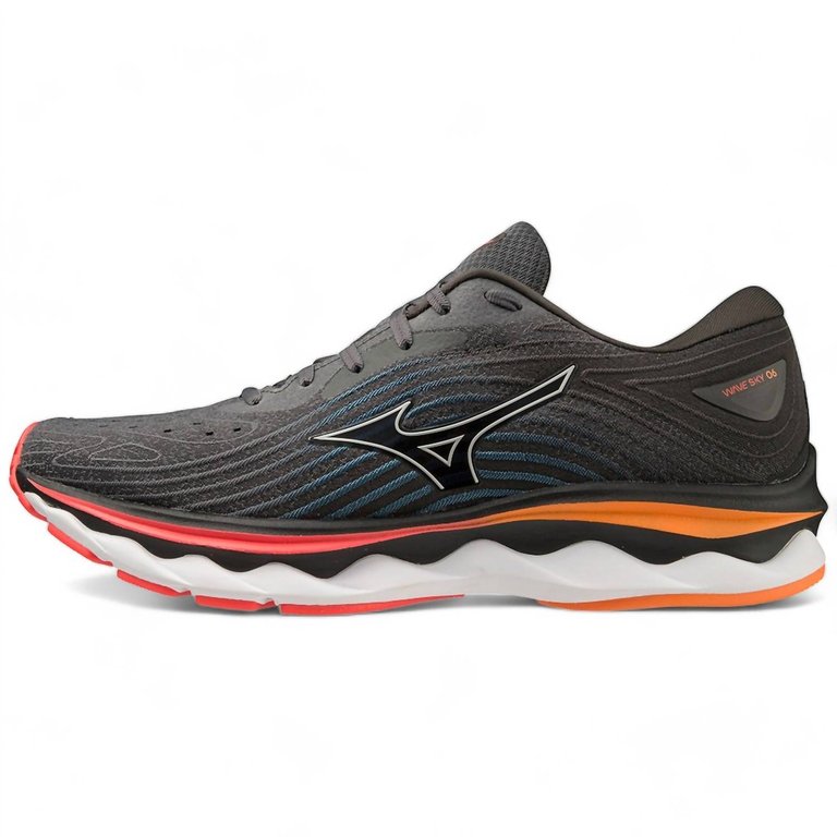 Men's Mizuno Wave Sky 6 Running Shoes In Iron Gate / Nimbus Cloud / Soleil - Iron Gate / Nimbus Cloud / Soleil