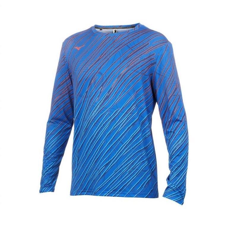 Men's Printable Long Sleeve Shirt In Bark/olympian Blue - Bark/olympian Blue