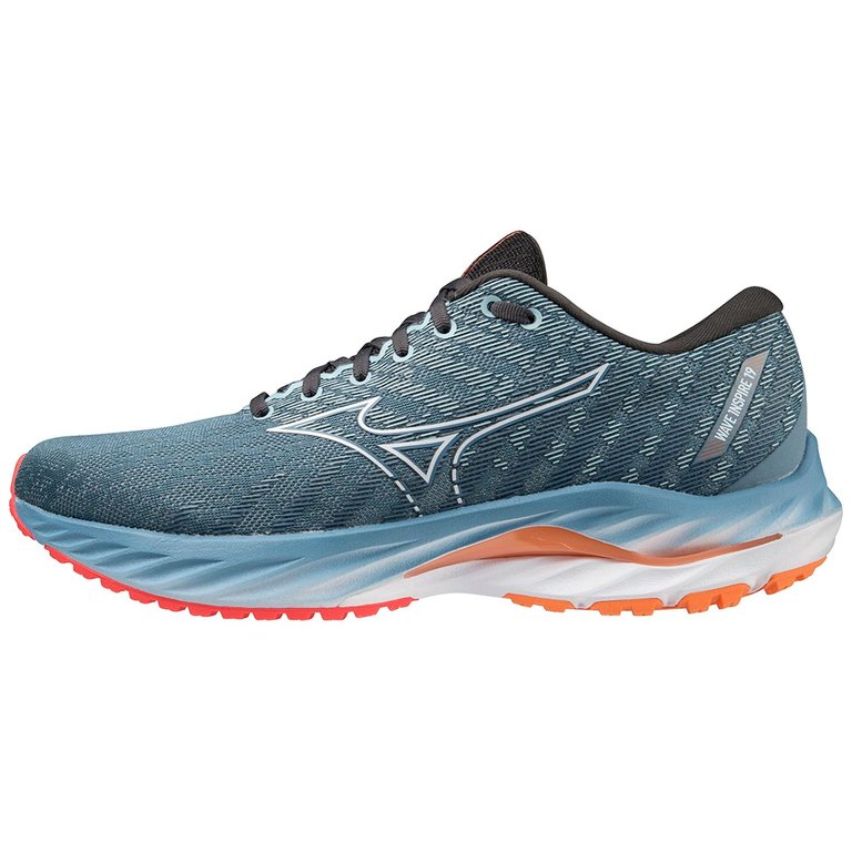 Men's Wave Inspire 19 Running Shoes - D/Medium Width In Provincial Blue/White/Light Orange