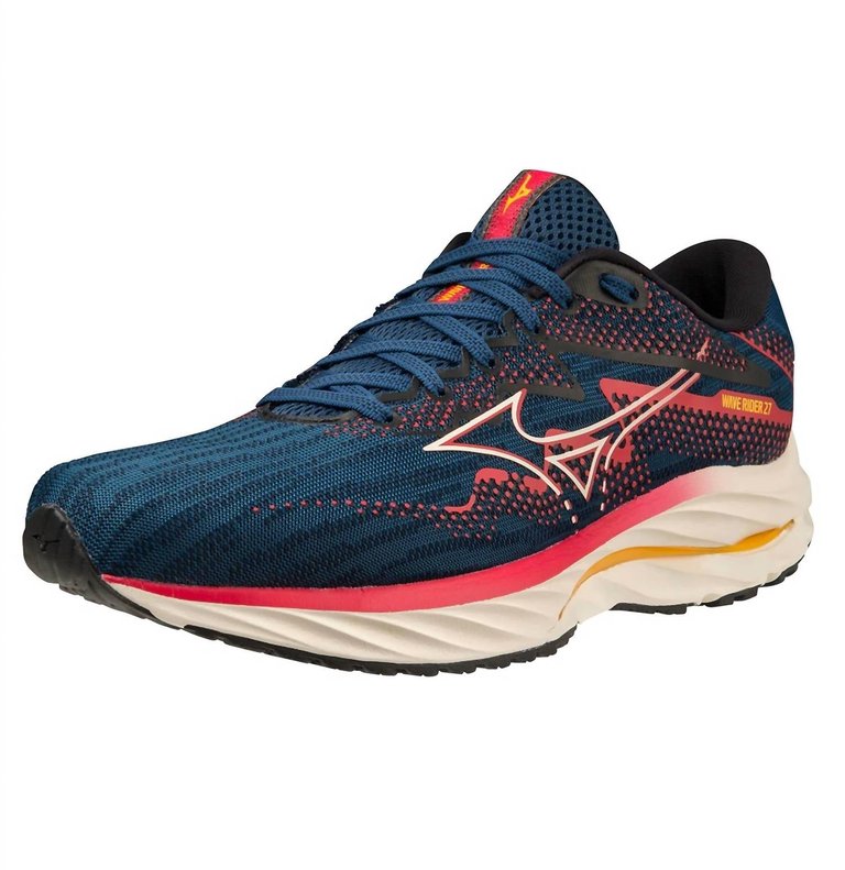 Men's Wave Rider 27 Running Shoes In Blue Opal/papyrus 570H