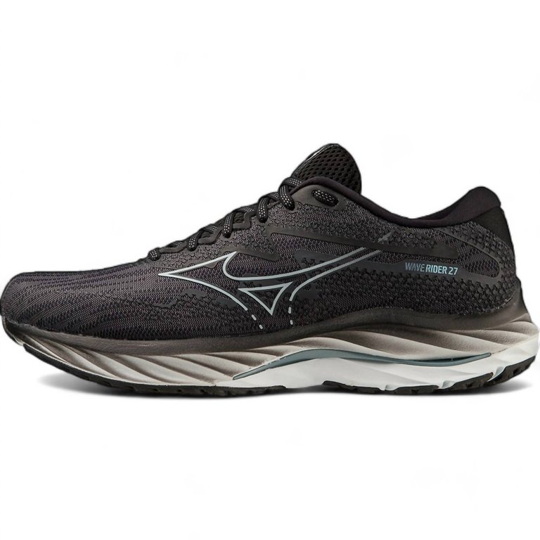 Men's Wave Rider 27 Running Shoes In Ebony/Illusion Blue/Black