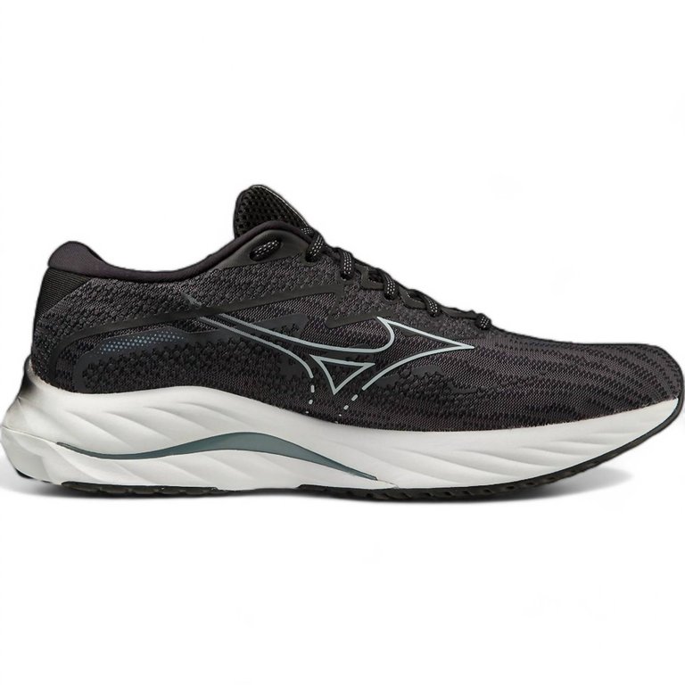 Men's Wave Rider 27 Running Shoes In Ebony/Illusion Blue/Black - Ebony/Illusion Blue/Black