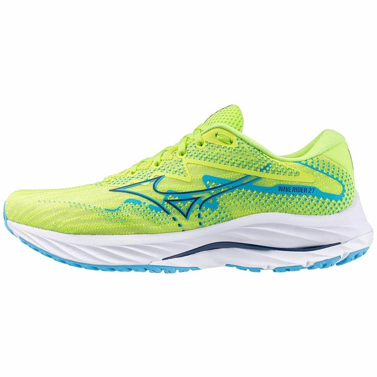 Men's Wave Rider 27 Running Shoes In Sharp Green/navy Peony - Sharp Green/navy Peony