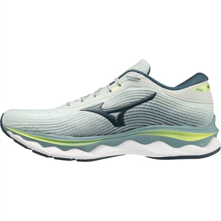 Men's Wave Sky 5 Running Shoes - D/medium Width In Misty Blue/orion Blue/neo Lime - Misty Blue/orion Blue/neo Lime