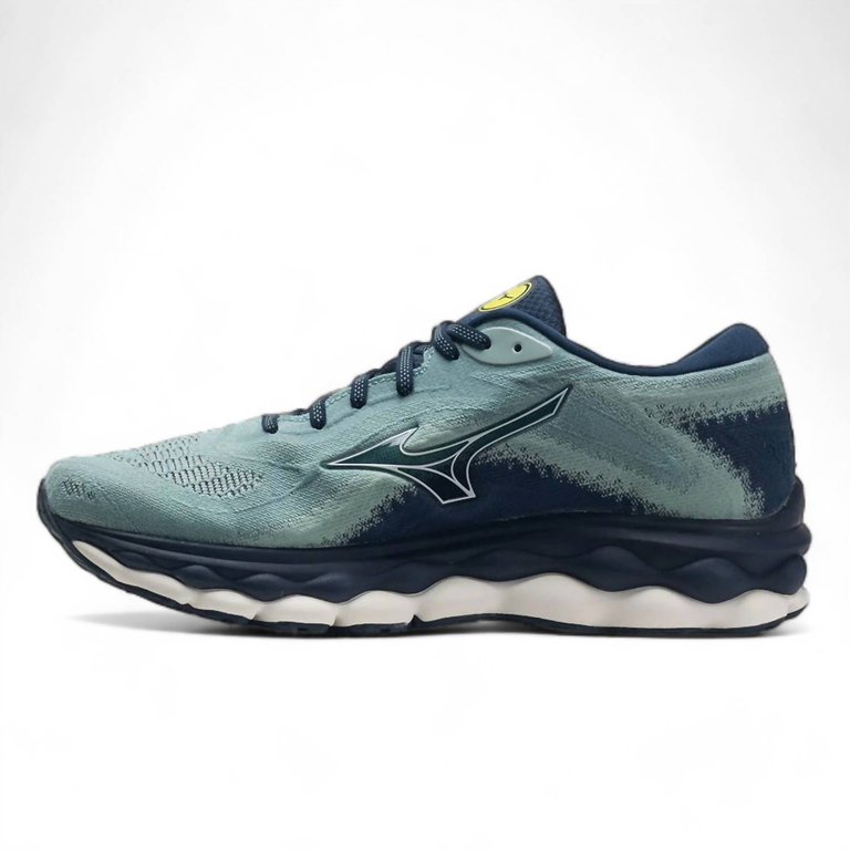 Men's Wave Sky 7 Running Shoes In Mineral Blue/snow White