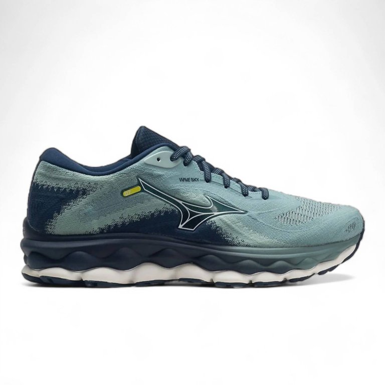 Men's Wave Sky 7 Running Shoes In Mineral Blue/snow White - Mineral Blue/snow White