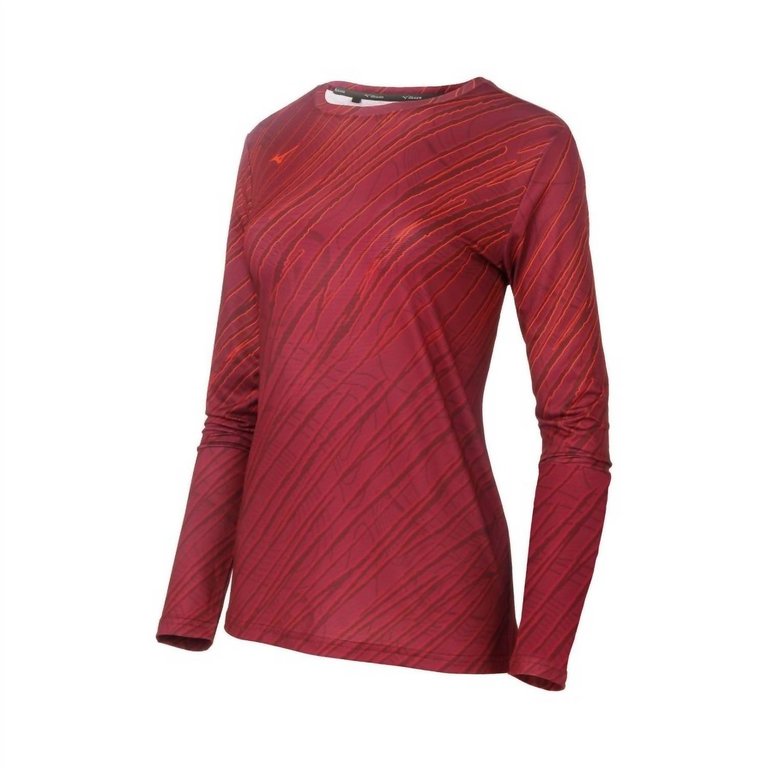 Women's Printable Running Long Sleeve Shirt In Bark/red Plum - Bark/red Plum