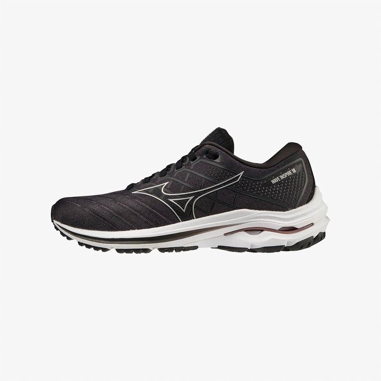 Women's Wave Inspire 18 Running Shoes - D/wide Width In Black/silver - Black/silver