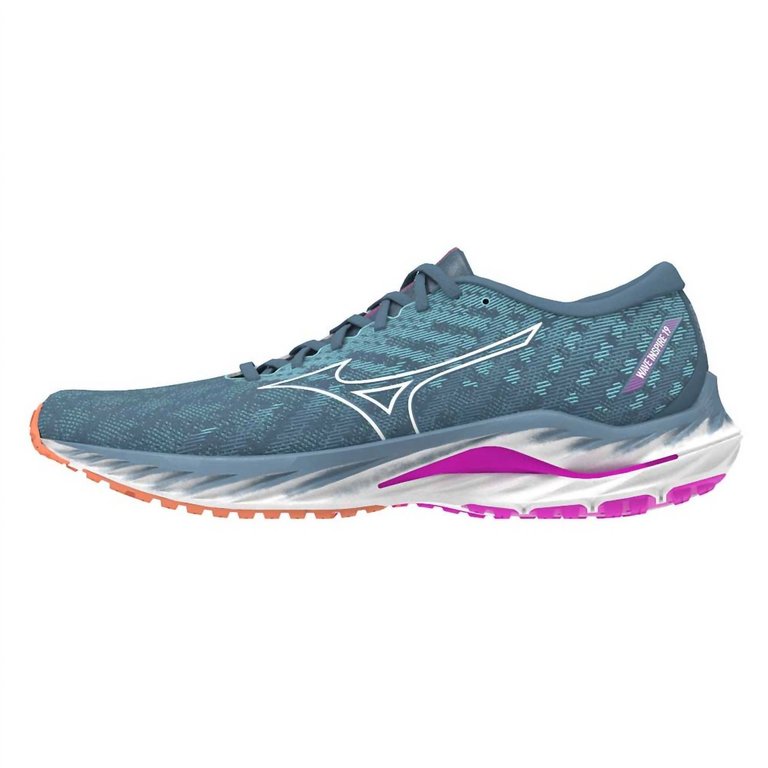 Women's Wave Inspire 19 Running Shoes - Wide Width In Provincial Blue/white