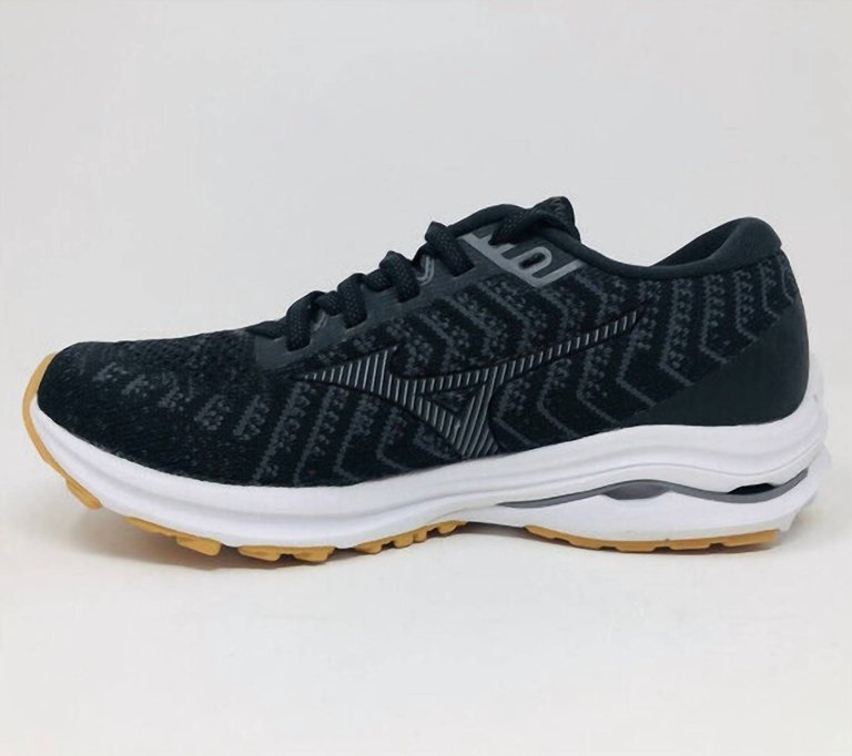 Women's Wave Rider Waveknit 24 Running Shoes In Black/Dark Shadow