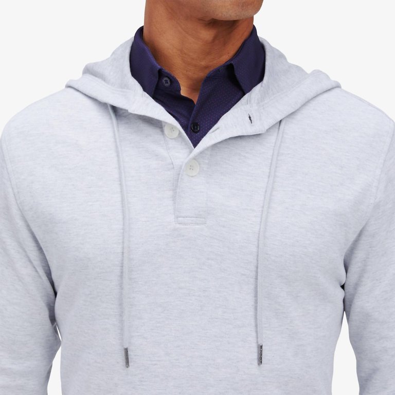 Fairway Hooded Henley In Light Grey Heather