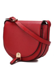 Adalyn Snake Embossed Vegan Leather Women’s Shoulder Handbag - Red