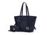 Alexandra Vegan Leather Women’s Tote Bag With Wallet – 2 Pieces - Navy