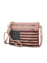 Alisson Vegan Leather Women’s Flag Crossbody/Wristlet Bag - Rose Pink