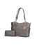 Allison 2 PCS Tote Handbag & Wallet - Pewter