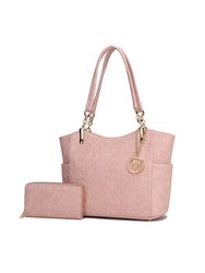 Allison 2 PCS Tote Handbag & Wallet - Rose Pink