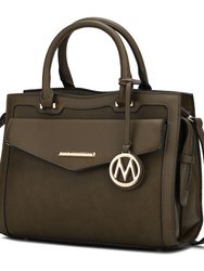 Alyssa Satchel Handbag Vegan Leather Women - Olive