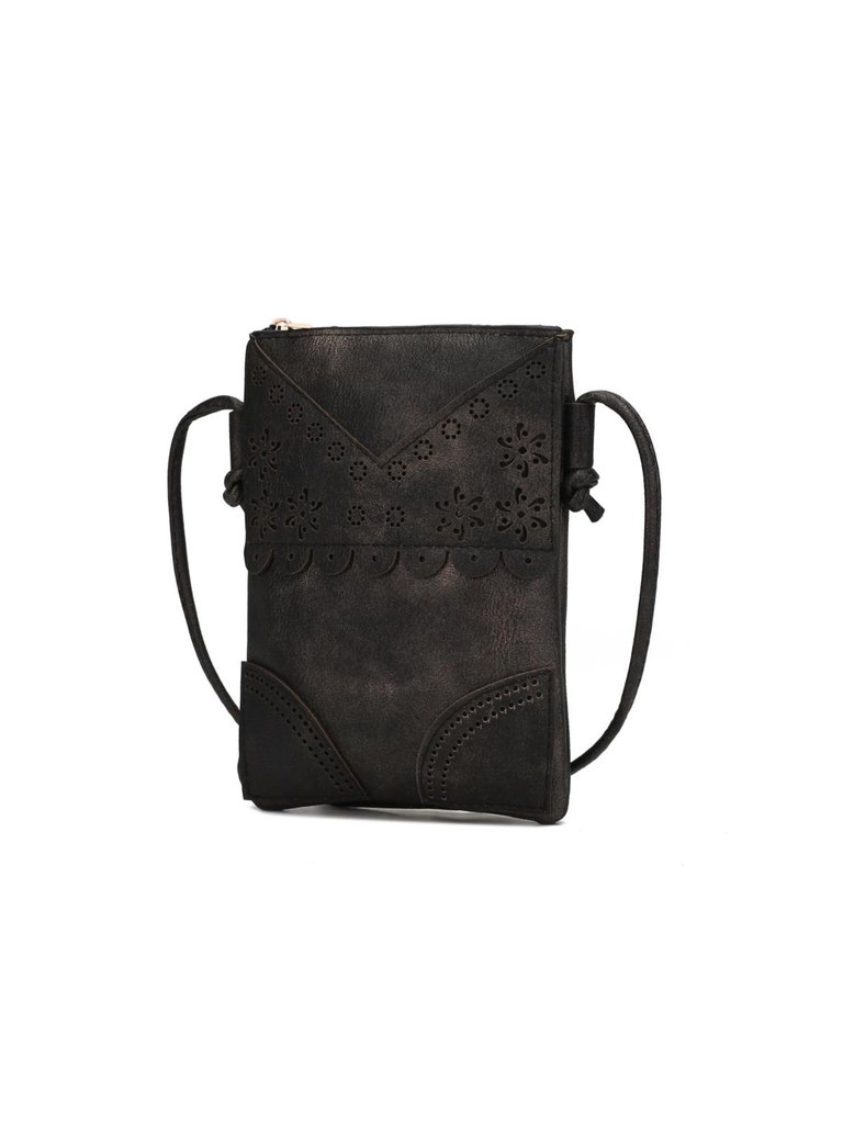 Amentia Vegan Leather Crossbody Handbag - Black
