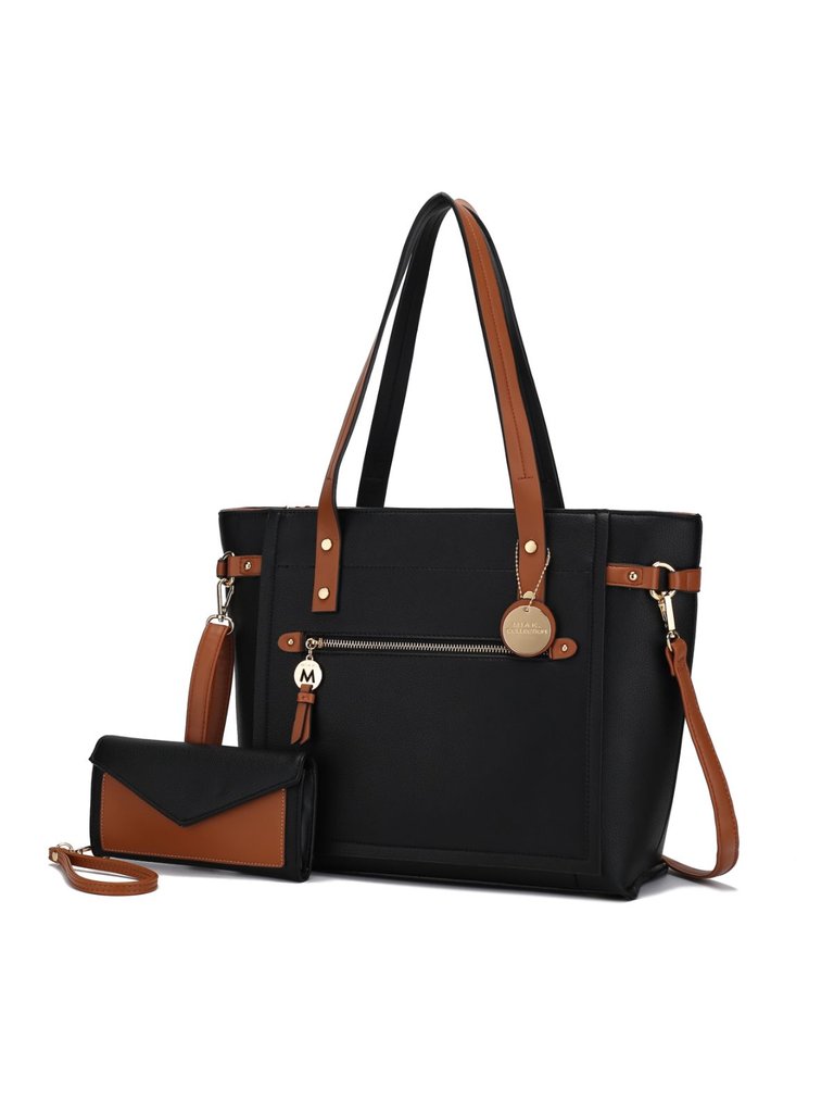 Andrys Tote Handbag - Black-Cognac