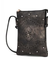 Arlett Vegan Leather Crossbody Handbag - Charcoal Black