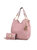 Ashley Vegan Leather Women’s Hobo Shoulder Bag With Wallet- 2 Pieces - Dusty Pink