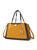 Aubrey Color Block Multi Compartment Satchel Handbag - Yellow Olive