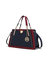 Aubrey Color Block Multi Compartment Satchel Handbag - Navy Red