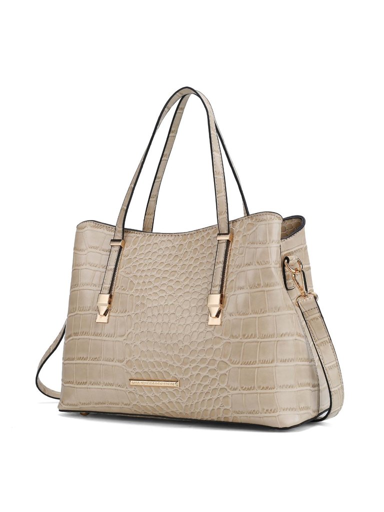 Aurelia Crocodile Embossed Vegan Leather Women’s Tote Bag - Taupe