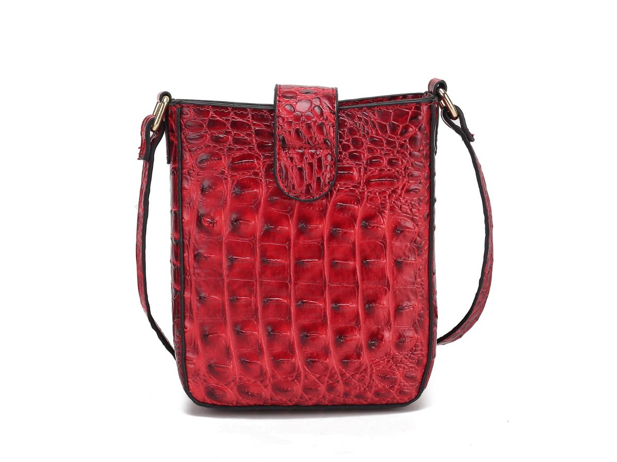 MKF Collection Ember Faux Crocodile-Embossed Vegan Leather Women's Satchel Bag, Shoulder Purse Handbag by Mia K - Fuchsia, Size: Large, Pink