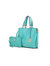Beryl Snake-Embossed Vegan Leather Women’s Tote Bag With Wristlet - Turquoise
