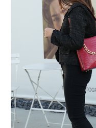 Bizzy Faux Crocodile-Embossed Vegan Leather Women’s Shoulder Handbag