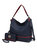 Blake Two-Tone Whip stitches Vegan Leather Women’s Shoulder Bag  With Wallet - 2 pieces - Navy
