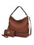 Blake Two-Tone Whip stitches Vegan Leather Women’s Shoulder Bag  With Wallet - 2 pieces - Cognac