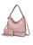 Blake Two-Tone Whip stitches Vegan Leather Women’s Shoulder Bag  With Wallet - 2 pieces - Blush