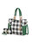 Bonita Checker Tote Bag Handbag & Wallet Set - Green