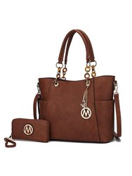 Bonita Tote Handbag With Wallet - 2 Pieces - Brown