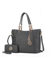 Bonita Tote Handbag With Wallet - 2 Pieces - Charcoal