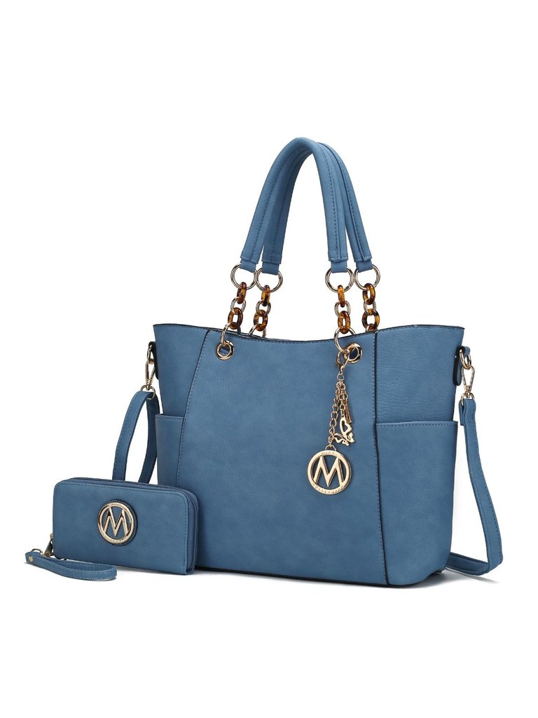 Bonita Tote Handbag With Wallet - 2 Pieces - Denim