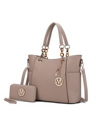 Bonita Tote Handbag With Wallet - 2 Pieces - Taupe