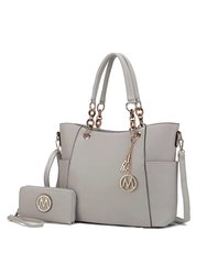 Bonita Tote Handbag With Wallet - 2 Pieces - Grey