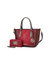 Bonnie Faux Crocodile-Embossed Vegan Leather Women’s Satchel With Wallet Bag - 2 pieces - Red