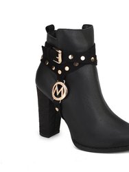 Brooke Ankle Women's Boot with Wide Heel - Black