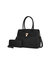 Bruna Satchel Bag With A Matching Wallet -2 Pieces Set - Black