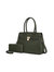 Bruna Satchel Bag With A Matching Wallet -2 Pieces Set - Olive