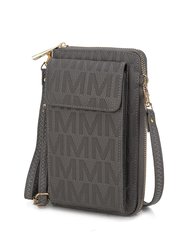 Caddy Vegan Leather Women Phone Wallet Crossbody - Charcoal Grey